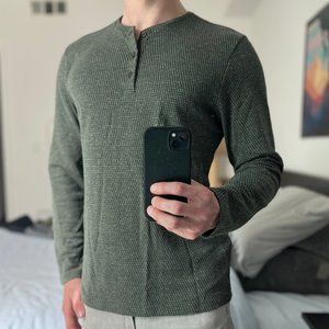 Bonobos Luxe Long-Sleeve Henley - Green Houndstooth